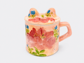 Hand-painted Orange Ceramic Mug with Lid Cute Cat Ear Underglaze Coffee Cup