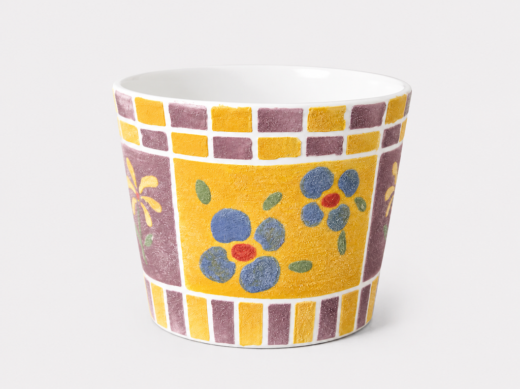 Golden Bloom Hand-Painted Mineral Art Ceramic Cup – 200 ml