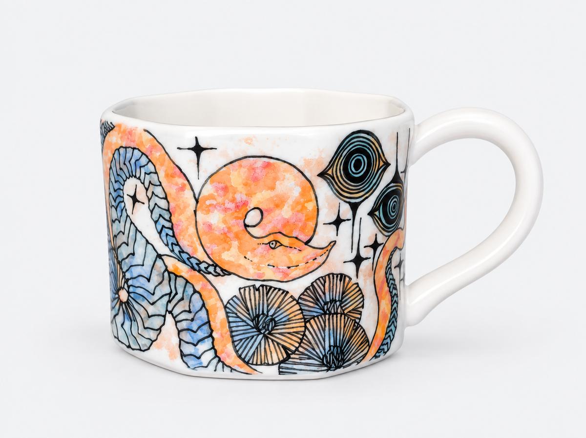 Moonlit Wanderer Hand-Painted Ceramic Mug – Limited Artist Edition