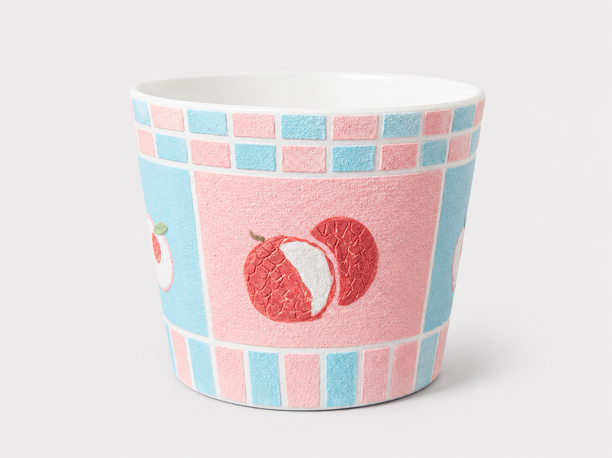 Lychee Blush Hand-Painted Mineral Art Ceramic Cup – 200 ml