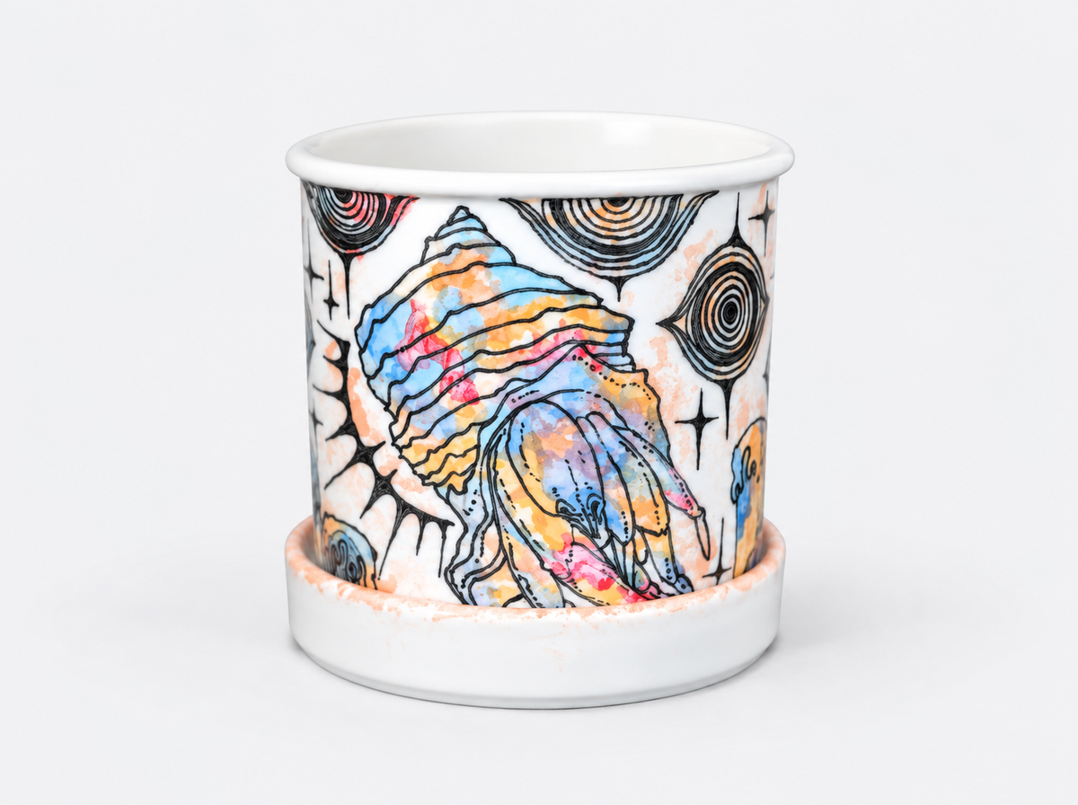Whispers of the Deep Hand-Painted Ceramic Cup with Stand – Limited Artist Edition
