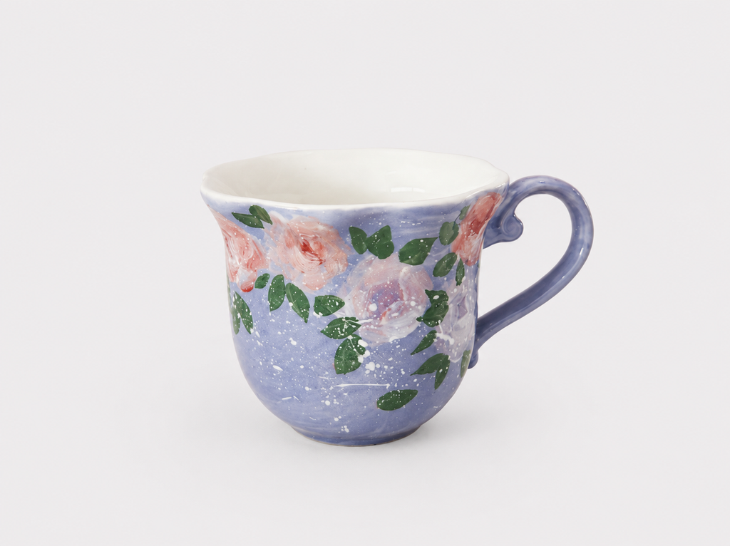 Hand-Painted Floral Ceramic Cup – Artisan Coffee Mug