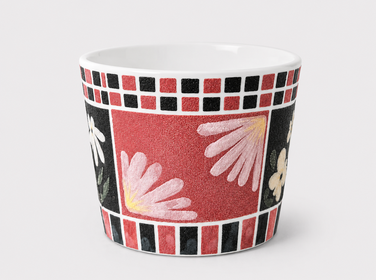 Crimson Garden Hand-Painted Mineral Art Ceramic Cup – 200 ml