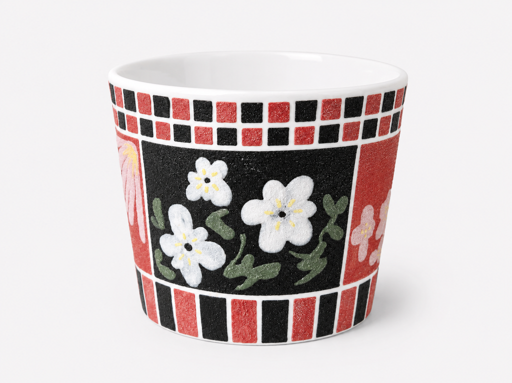 Crimson Garden Hand-Painted Mineral Art Ceramic Cup – 200 ml