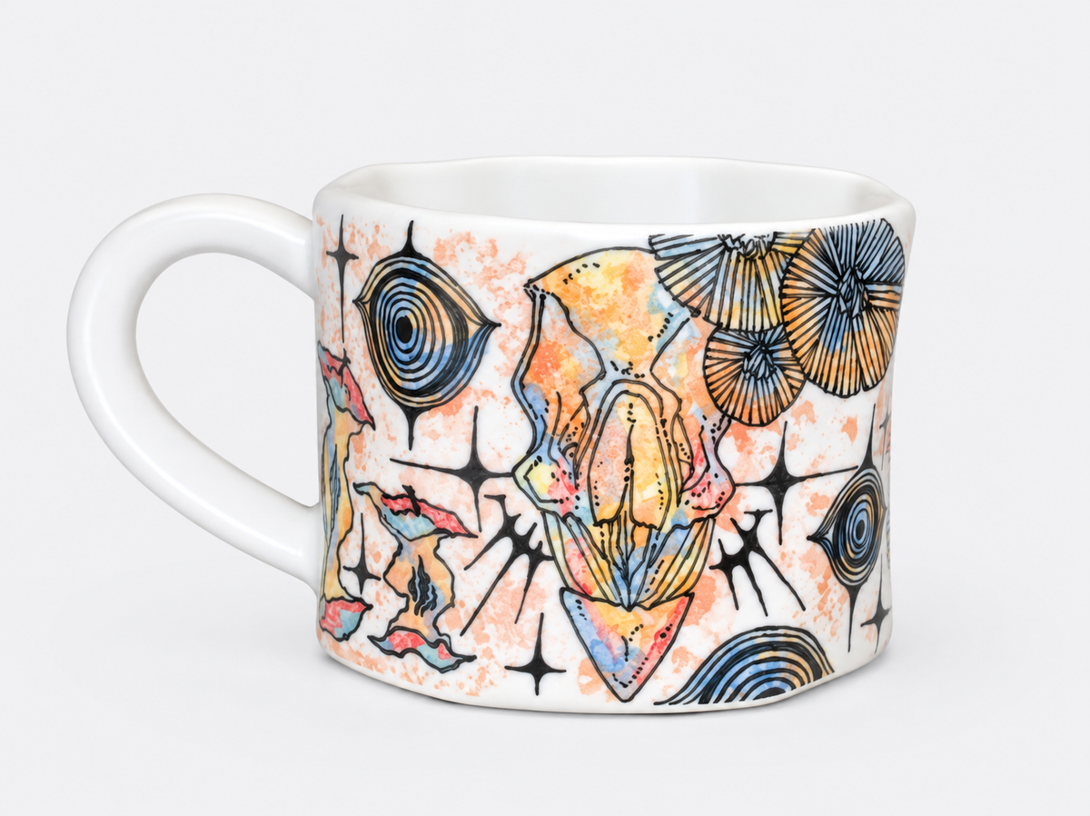 The Jester’s Gaze Hand-Painted Ceramic Mug – Limited Artist Edition