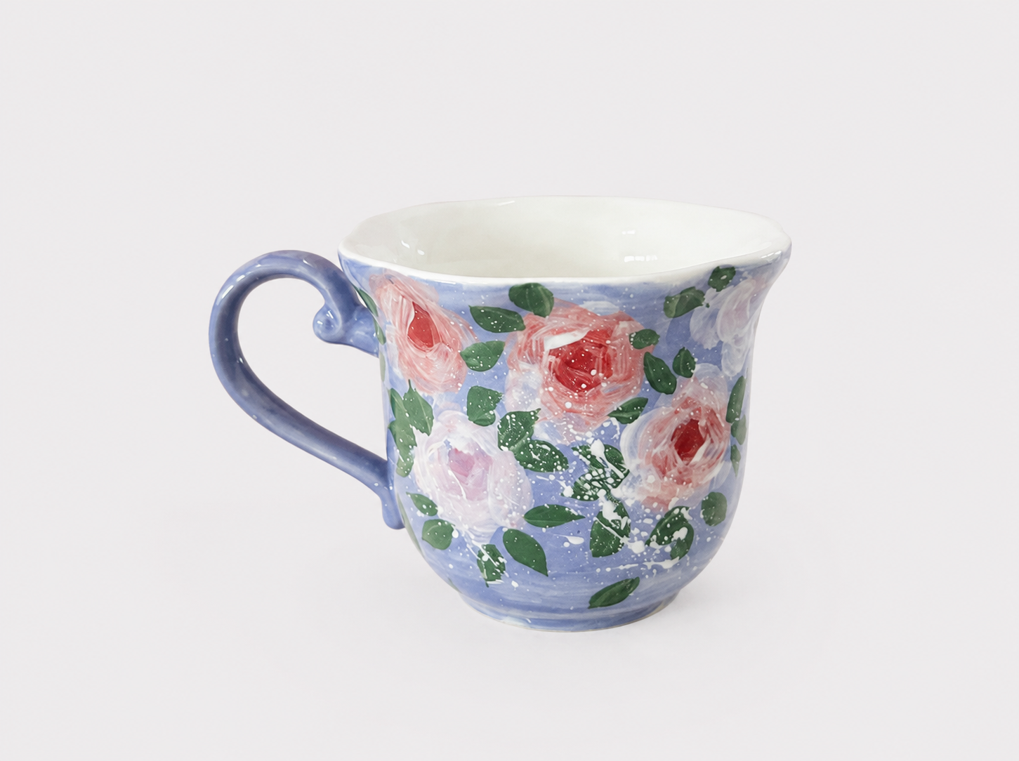 Hand-Painted Floral Ceramic Cup – Artisan Coffee Mug