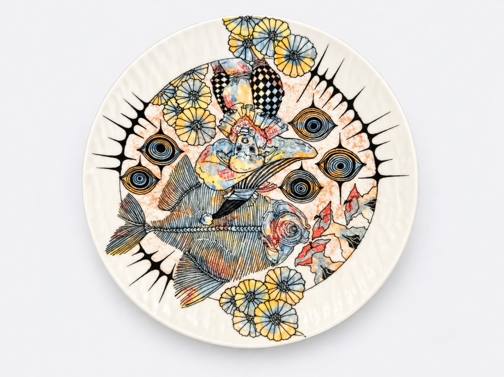 The Watcher’s Feast Hand-Painted Ceramic Plate – Limited Artist Edition