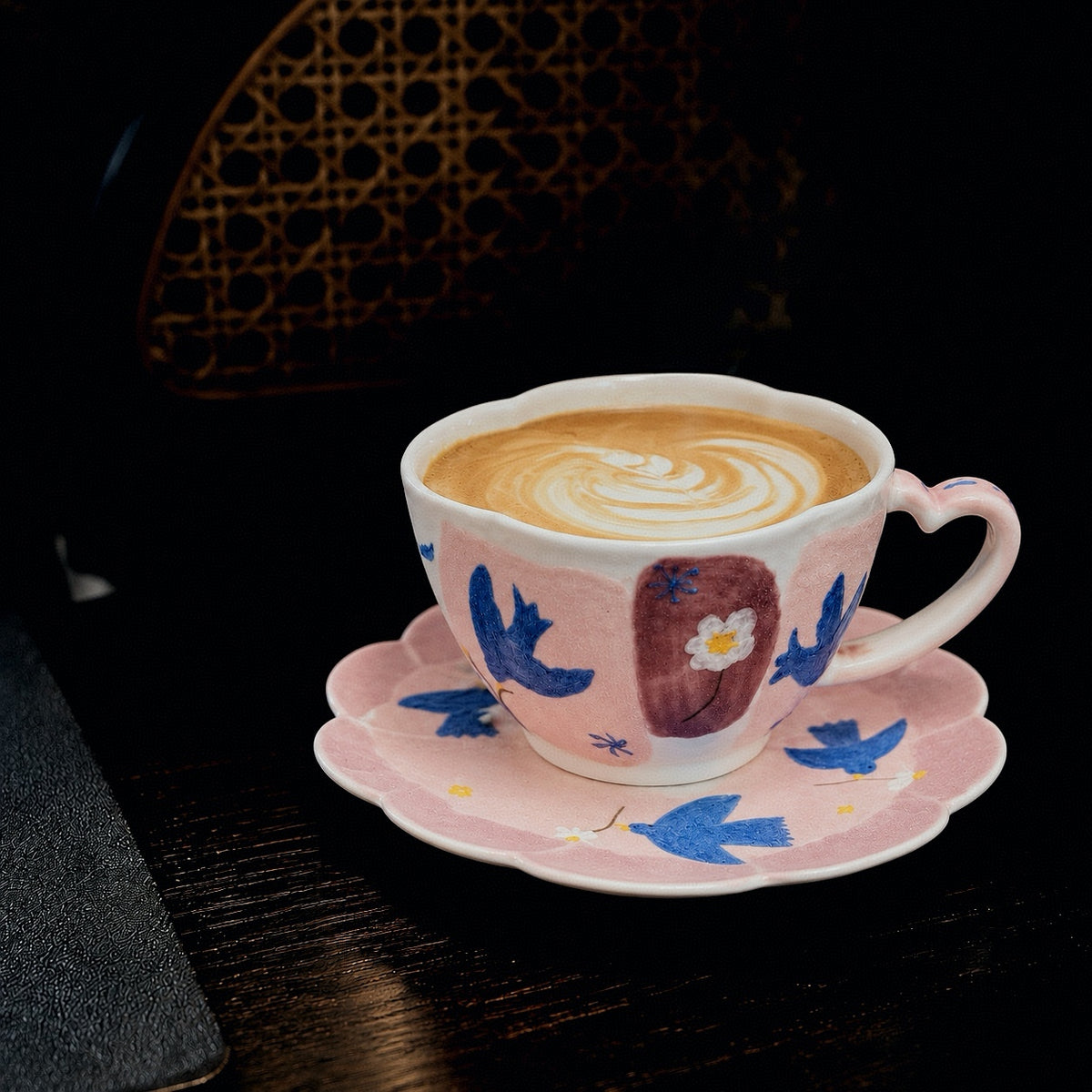 Swallow Blossom Handmade Mineral Ceramic Cup & Saucer