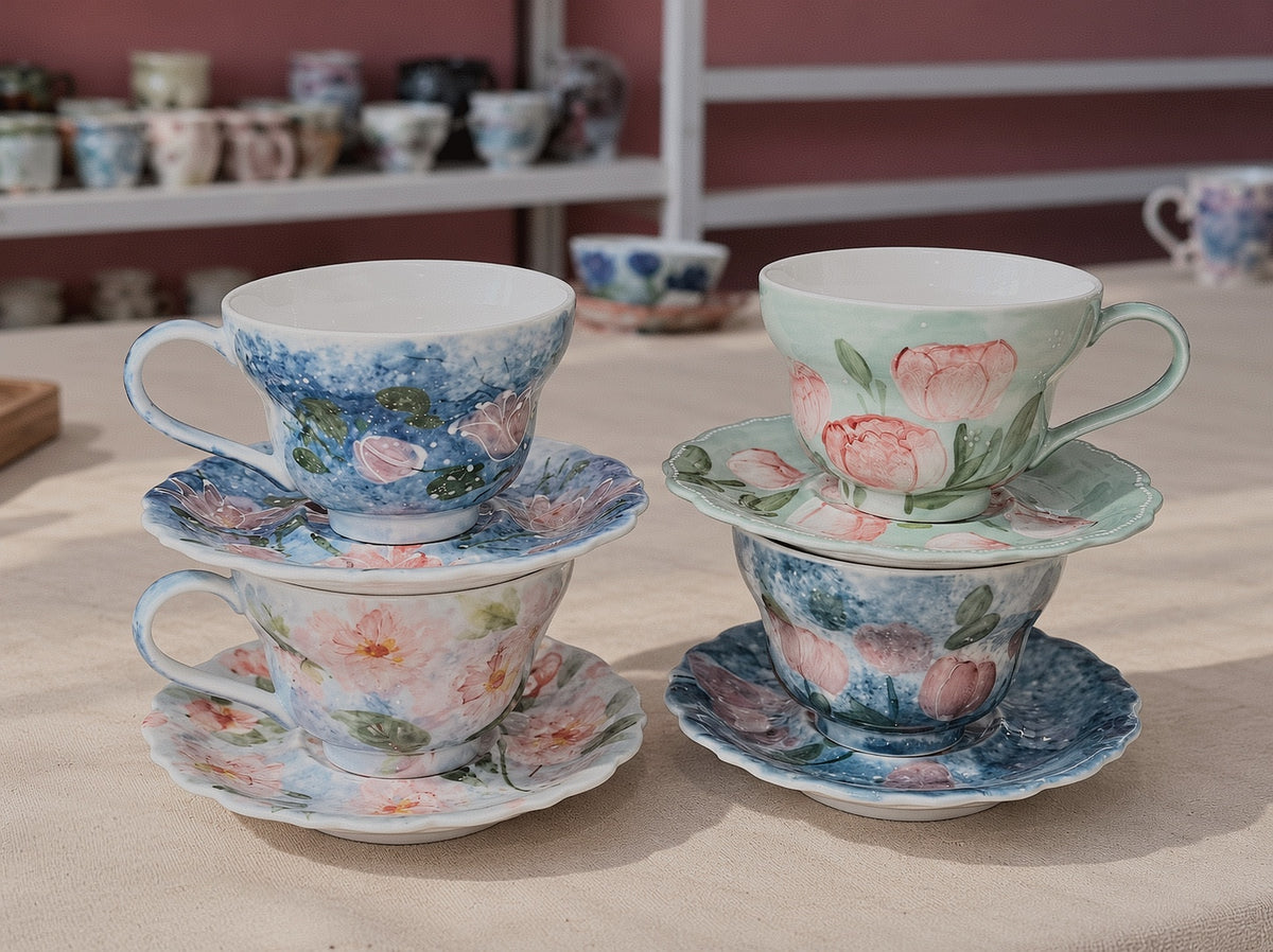 Water Lily Garden Handmade Ceramic Cup & Saucer