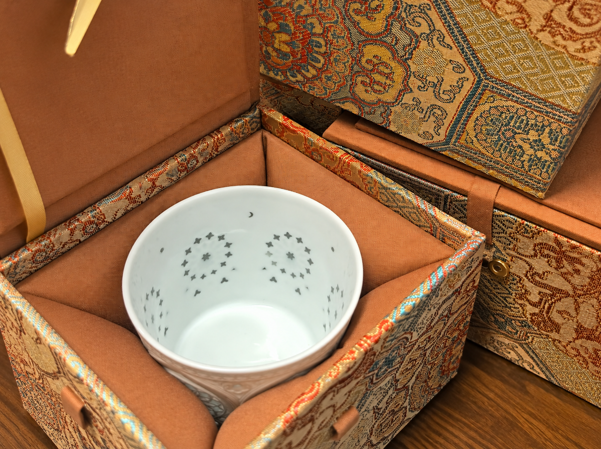 Traditional Linglong Porcelain Cup – Gothic Window Design