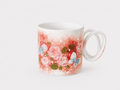 Hand-Painted Pink Floral Ceramic Mug – Artisan Coffee Cup with Double Loop Handle