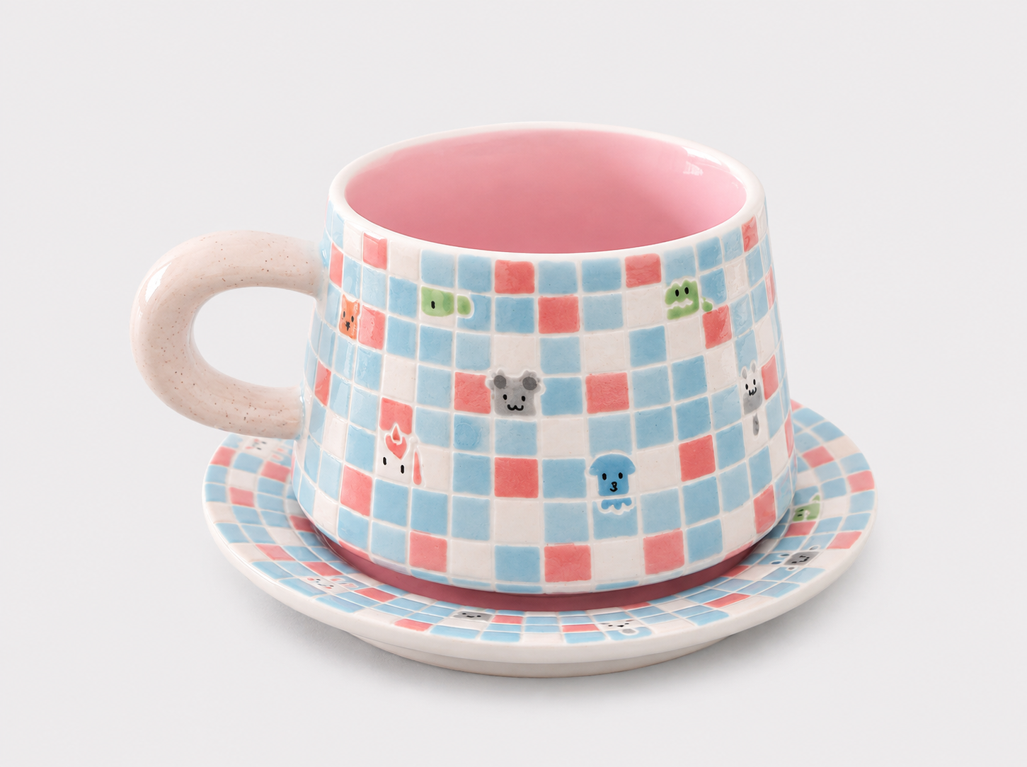 Artist Collection Pastel Mosaic Animal Friends Mug & Saucer Set – 400ml
