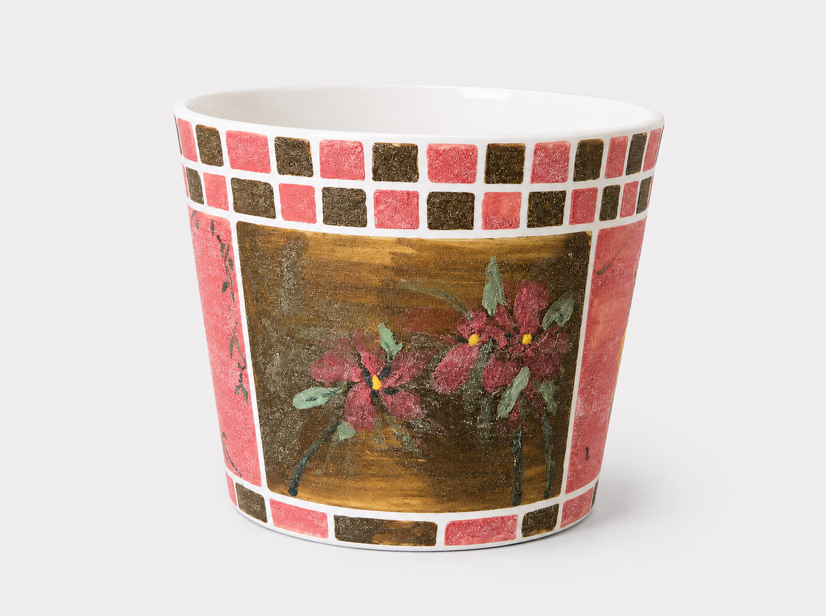 Crimson Garden Hand-Painted Mineral Art Ceramic Cup – 200 ml