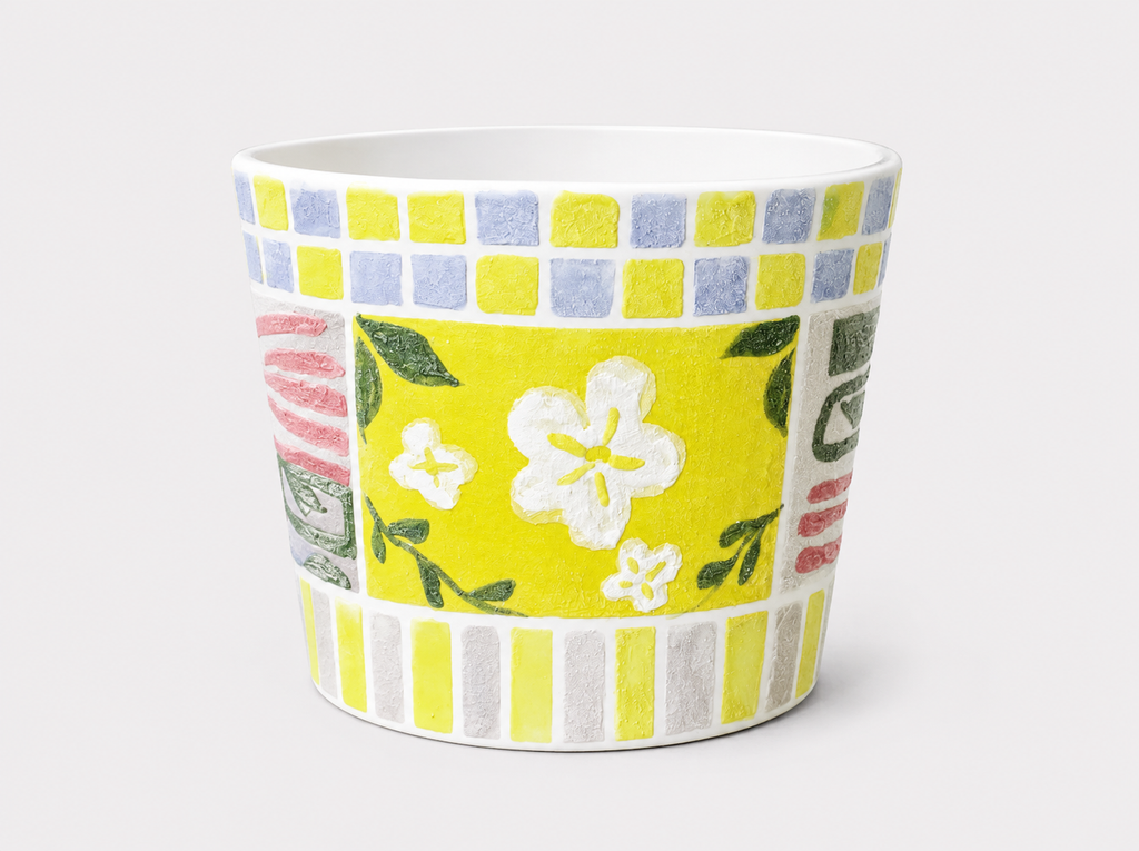 Lemon Tulip Hand-Painted Mineral Art Ceramic Cup – 200 ml