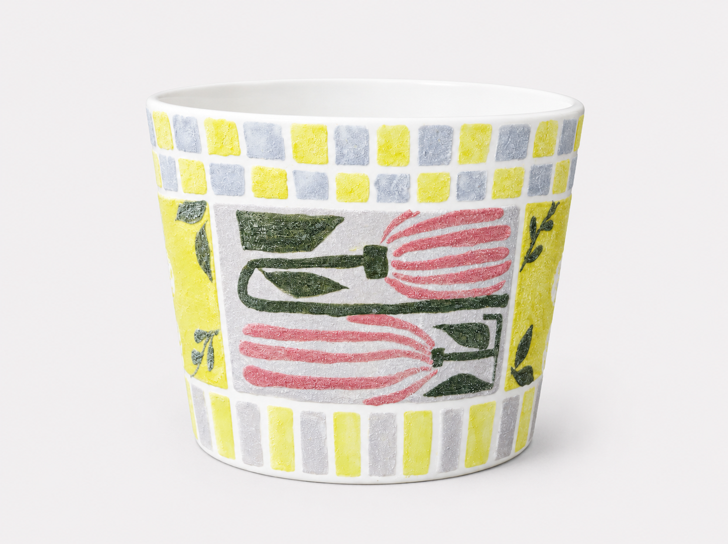 Lemon Tulip Hand-Painted Mineral Art Ceramic Cup – 200 ml