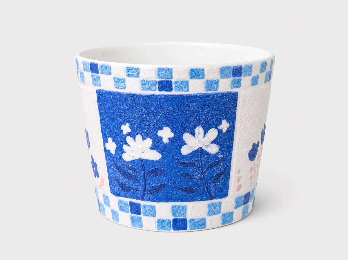 Blue Garden Hand-Painted Mineral Art Ceramic Cup – 200 ml