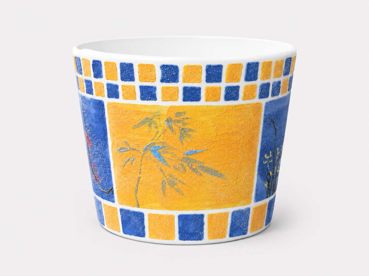 Golden Cobalt Garden Hand-Painted Mineral Art Ceramic Cup – 200 ml
