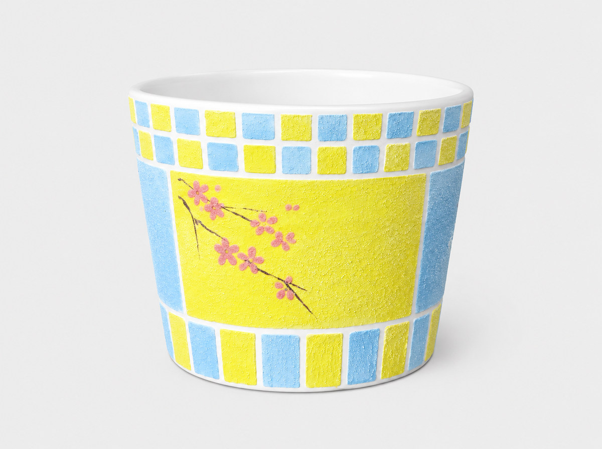 Sunlit Blossom Hand-Painted Mineral Art Ceramic Cup – 200 ml