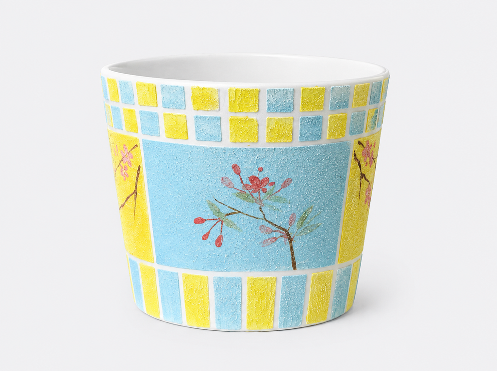 Sunlit Blossom Hand-Painted Mineral Art Ceramic Cup – 200 ml