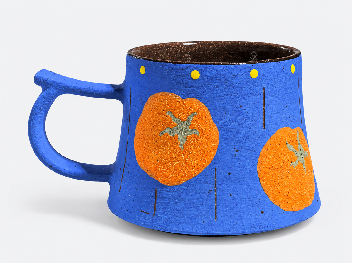 Artist-Designed Persimmon Tapered Zisha Mug – 280ml