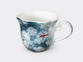 Hand-Painted Ceramic Mug with Koi Fish & Floral Design–250ml Blue Tea Coffee Cup