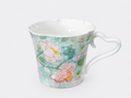 Hand-Painted Mint Green Floral Ceramic Mug – 280ml Tea & Coffee Cup with Heart-Shaped Handle