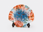 Hand-Painted Floral Ceramic Serving Plate – Blue & Orange Shell