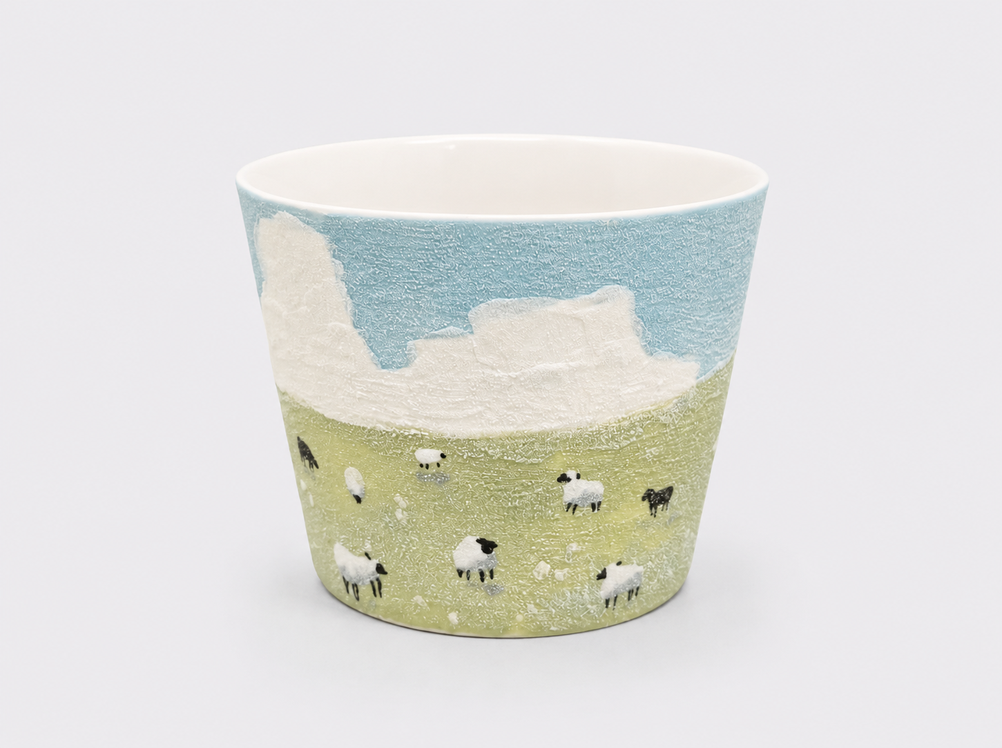 Meadow Flock Hand-Painted Mineral Art Ceramic Cup – 200 ml
