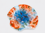 Hand-Painted Floral Ceramic Serving Plate – Blue & Orange Shell