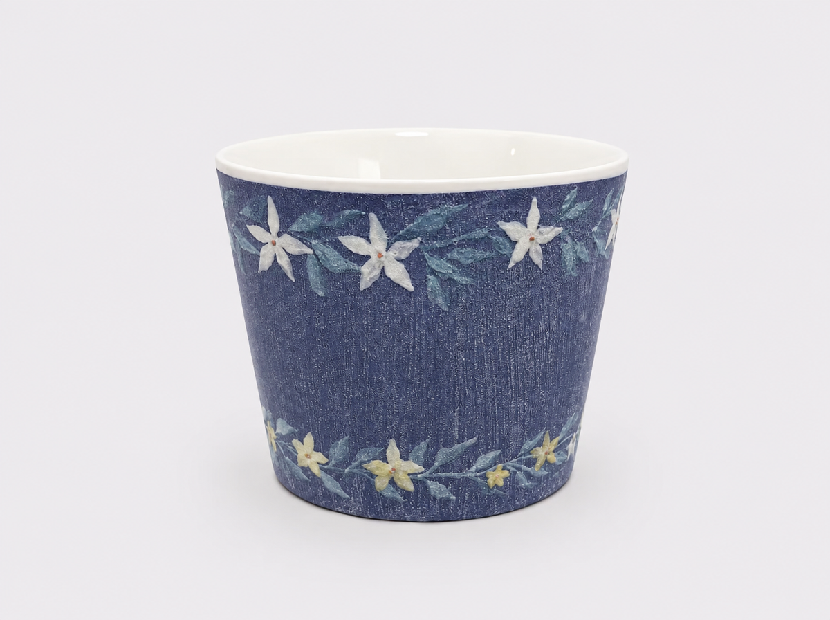 Midnight Blooms Hand-Painted Mineral Art Ceramic Cup – 200 ml
