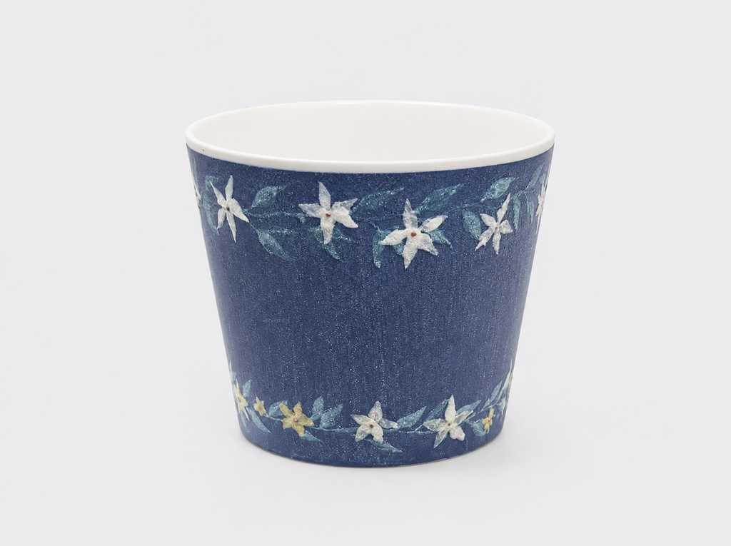 Midnight Blooms Hand-Painted Mineral Art Ceramic Cup – 200 ml