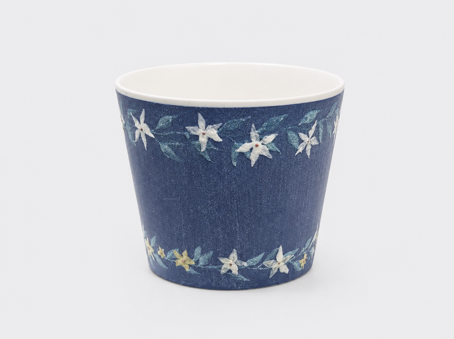 Midnight Blooms Hand-Painted Mineral Art Ceramic Cup – 200 ml