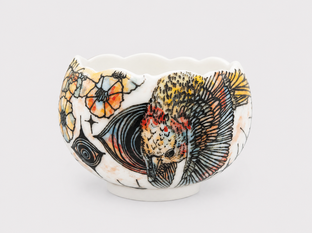 The Winged Garden Hand-Painted Petal Rim Cup – Limited Artist Edition