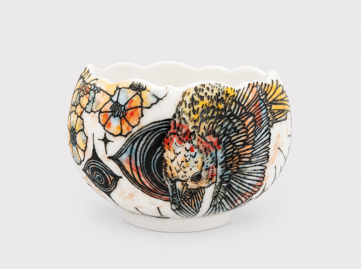 The Winged Garden Hand-Painted Petal Rim Cup – Limited Artist Edition