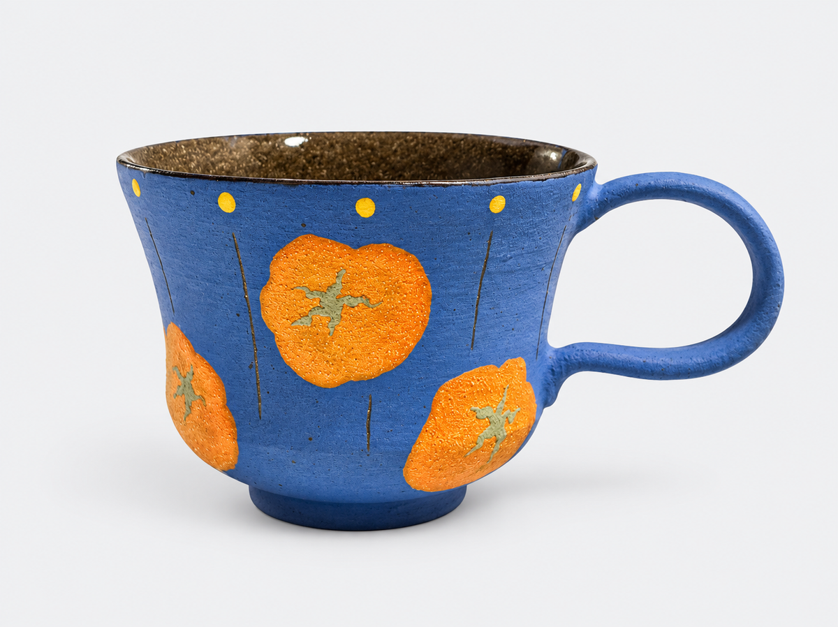 Artist-Designed Persimmon Mineral Glaze Zisha Mug – Footed, 350ml