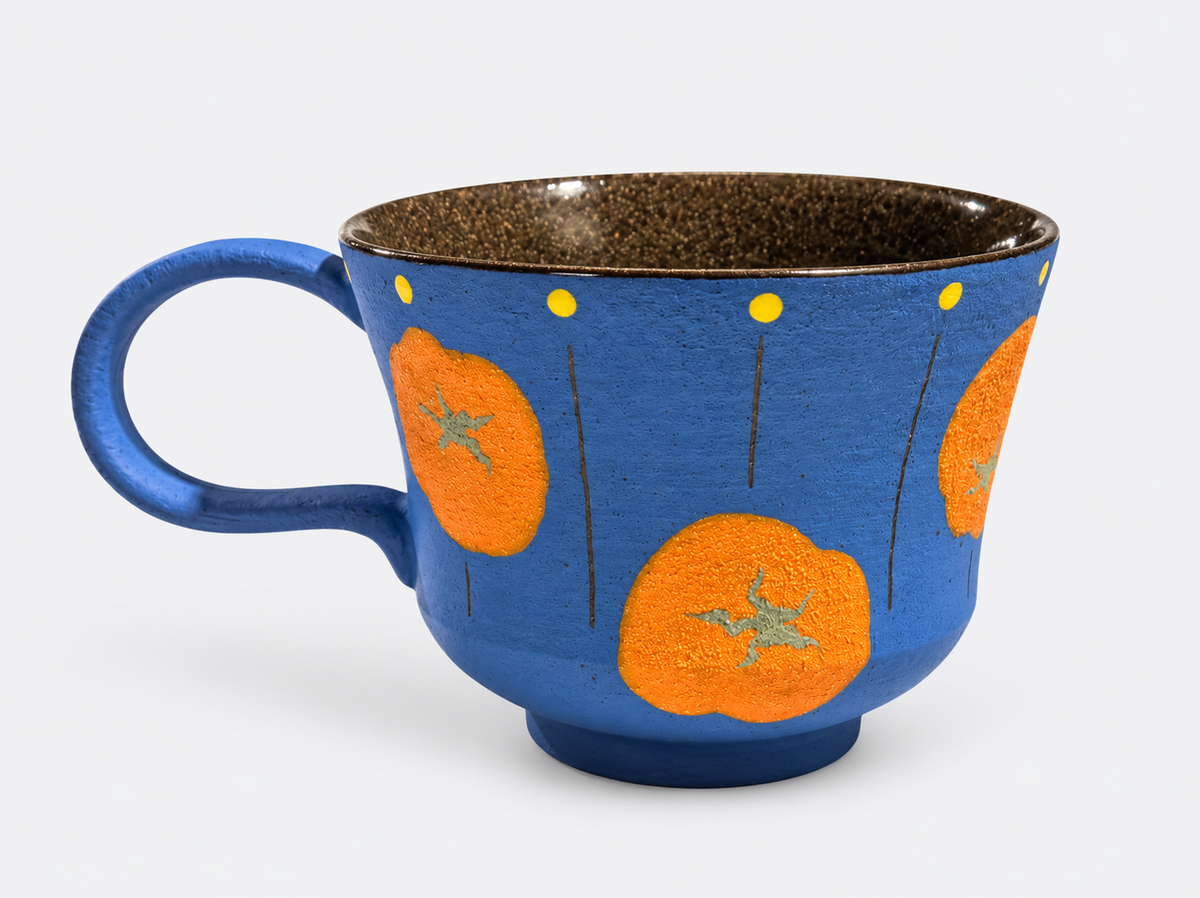 Artist-Designed Persimmon Mineral Glaze Zisha Mug – Footed, 350ml