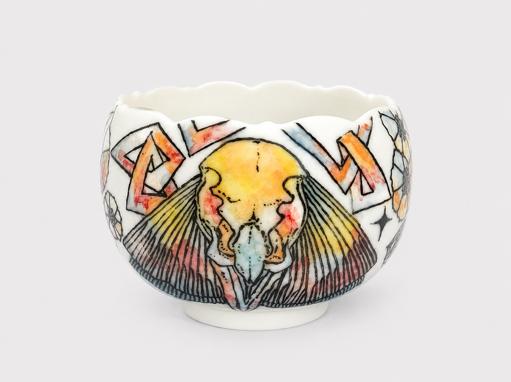 The Winged Garden Hand-Painted Petal Rim Cup – Limited Artist Edition