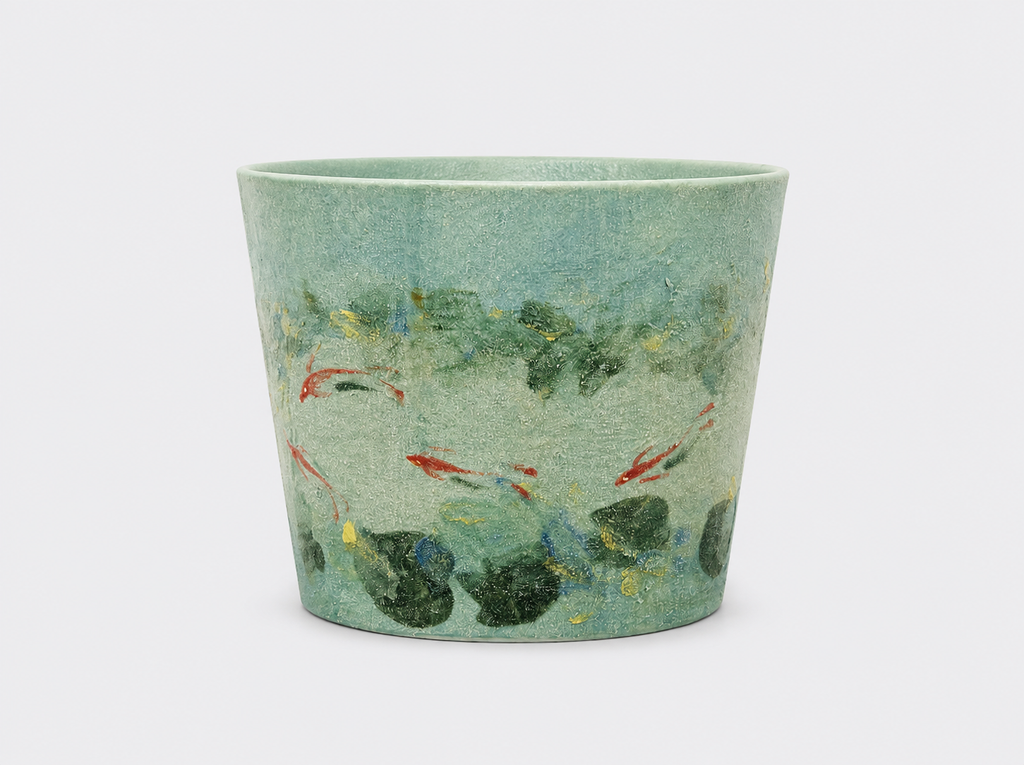 Jade Koi Hand-Painted Mineral Art Ceramic Cup – 200 ml
