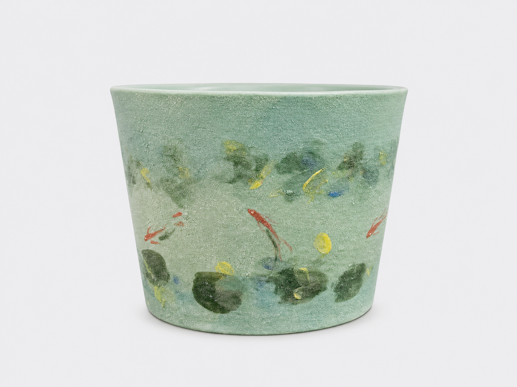 Jade Koi Hand-Painted Mineral Art Ceramic Cup – 200 ml