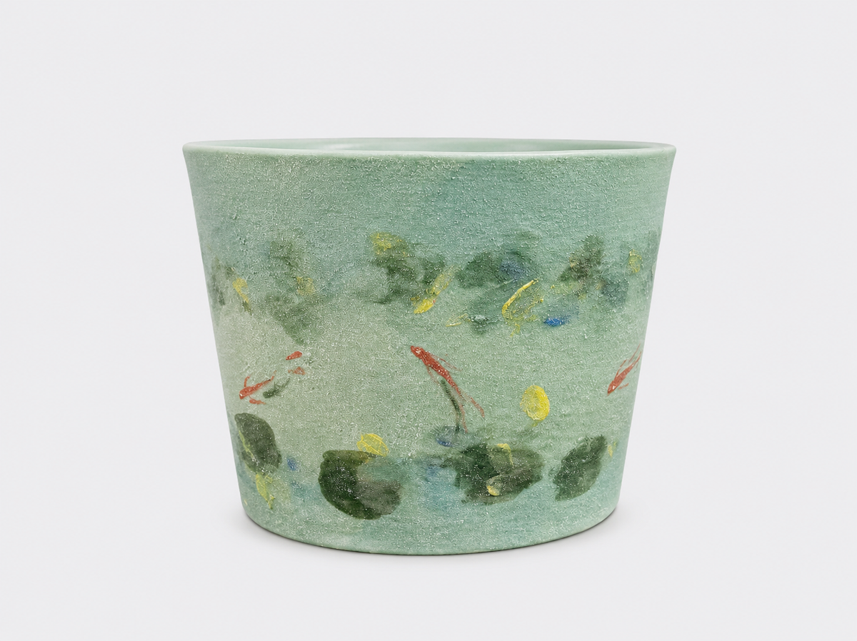 Jade Koi Hand-Painted Mineral Art Ceramic Cup – 200 ml