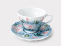 Hand-Painted Water Lily Ceramic Cup & Saucer Set – 120ml Espresso & Tea Cup