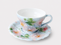 Hand-Painted Blue & Pink Floral Ceramic Cup & Saucer Set–120ml Espresso & Tea Cup