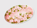 Hand-Painted Blue Rose Oval Ceramic Plate – 24cm Serving Platter
