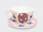 Tasse en céramique peinte à la main, motif lilas – Tasse à café artisanale avec base sur pied
