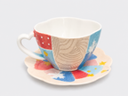 Tasse en céramique peinte à la main, motif lilas – Tasse à café artisanale avec base sur pied
