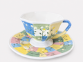 Wildflower Mosaic Hand-Painted Mineral Art Ceramic Cup & Saucer Set