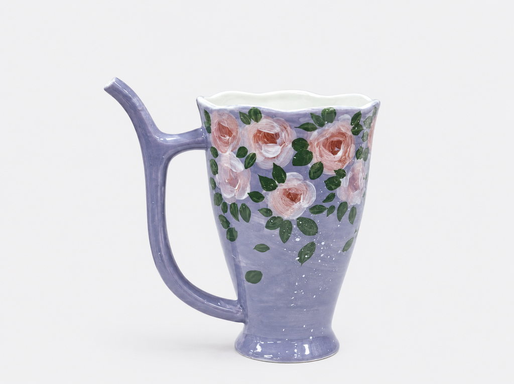 Hand-painted Lilac Ceramic Straw Mug Underglaze Rose Sip Cup