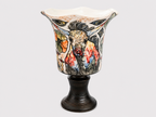 Tasse en céramique peinte à la main, motif lilas – Tasse à café artisanale avec base sur pied