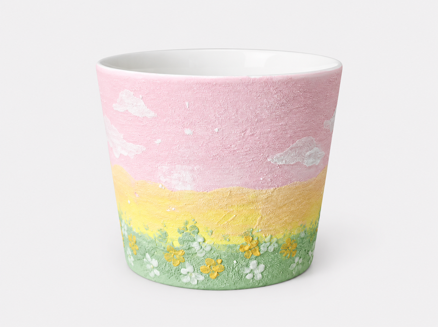 Sunlit Meadow Hand-Painted Mineral Art Ceramic Cup – 200 ml