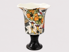 Tasse en céramique peinte à la main, motif lilas – Tasse à café artisanale avec base sur pied